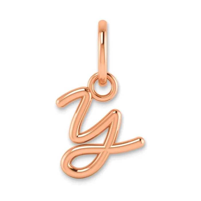 TreasureFineJewelers Necklaces Sterling Silver Roseplated Upper case Letter Y Initial Charm TreasureFineJewelers Necklaces Sterling Silver Roseplated Upper case Letter Y Initial Charm