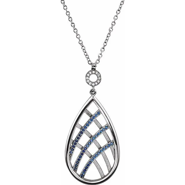 TreasureFineJewelers Platinum Blue White Sapphire 18 Necklace Necklaces TreasureFineJewelers Platinum Blue White Sapphire 18 Necklace Necklaces