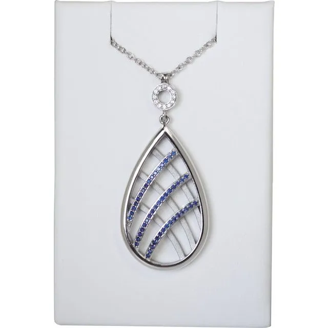 TreasureFineJewelers Platinum Blue White Sapphire 18 Necklace Necklaces