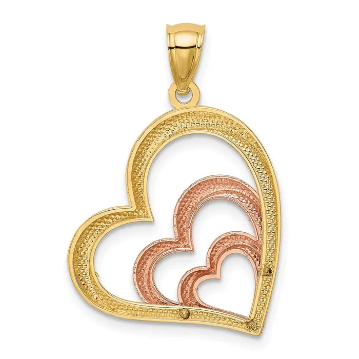 TreasureFineJewelers Rings 14K Twotone and White Rhodium Polished 3 Hearts Pendant