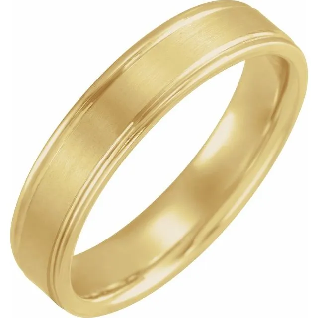 TreasureFineJewelers Rings 14K Yellow Gold 5 mm ComfortFit Grooved Band With Satin Finish TreasureFineJewelers Rings 14K Yellow Gold 5 mm ComfortFit Grooved Band With Satin Finish