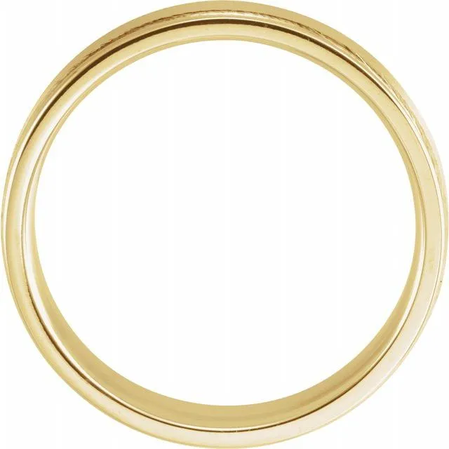 TreasureFineJewelers Rings 14K Yellow Gold 5 mm ComfortFit Grooved Band With Satin Finish