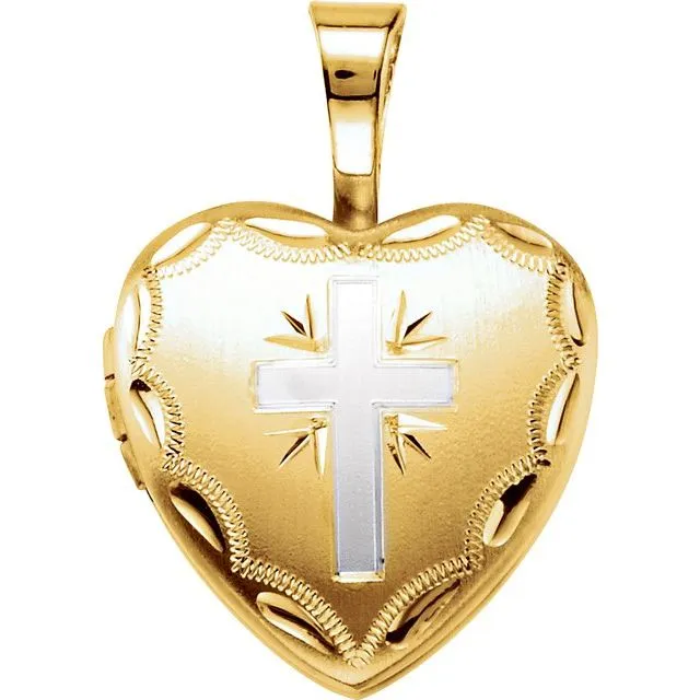 TreasureFineJewelers Rings 14K Yellow GoldPlated Sterling Silver Heart Cross Locket TreasureFineJewelers Rings 14K Yellow GoldPlated Sterling Silver Heart Cross Locket