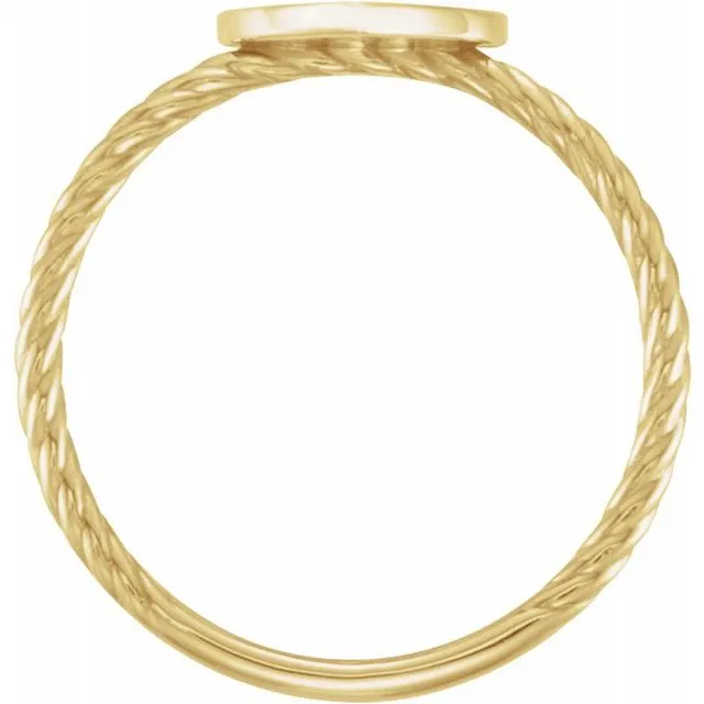 TreasureFineJewelers Rings 14K Yellow Heart Engravable Rope Ring