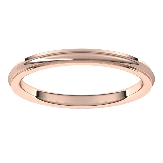 TreasureFineJewelers Rings 18K Rose Gold 2 mm Half Round Edge Comfort Fit Wedding Band