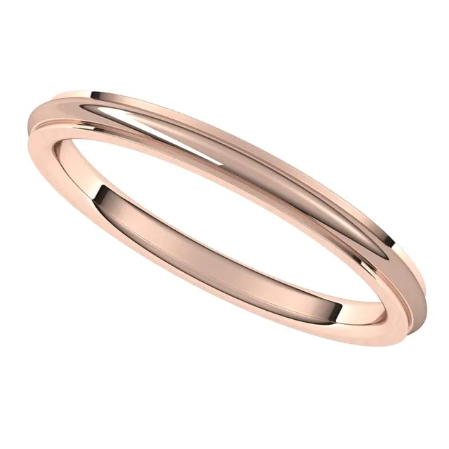 TreasureFineJewelers Rings 18K Rose Gold 2 mm Half Round Edge Comfort Fit Wedding Band