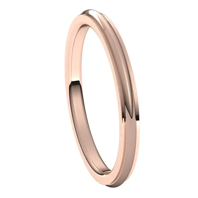 TreasureFineJewelers Rings 18K Rose Gold 2 mm Half Round Edge Comfort Fit Wedding Band