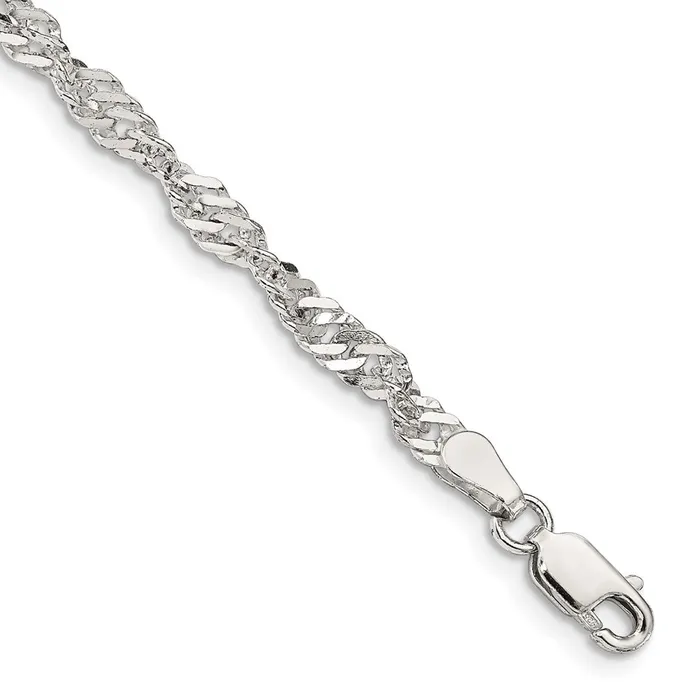 TreasureFineJewelers Rings Sterling Silver 35mm Singapore Chain