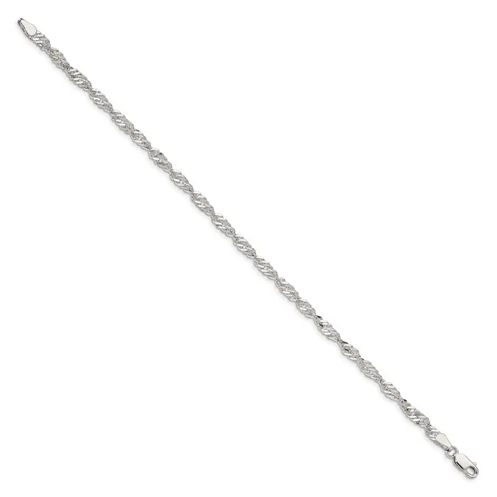 TreasureFineJewelers Rings Sterling Silver 35mm Singapore Chain