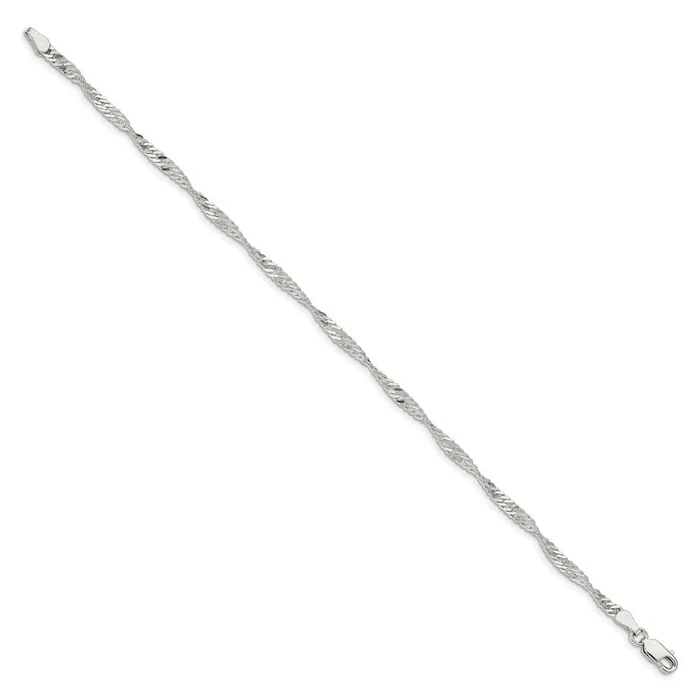 TreasureFineJewelers Rings Sterling Silver 3mm Singapore Chain
