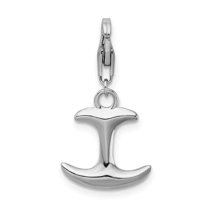 TreasureFineJewelers Rings Sterling Silver Amore La Vita Rhodiumplated 3D Polished Anchor Charm