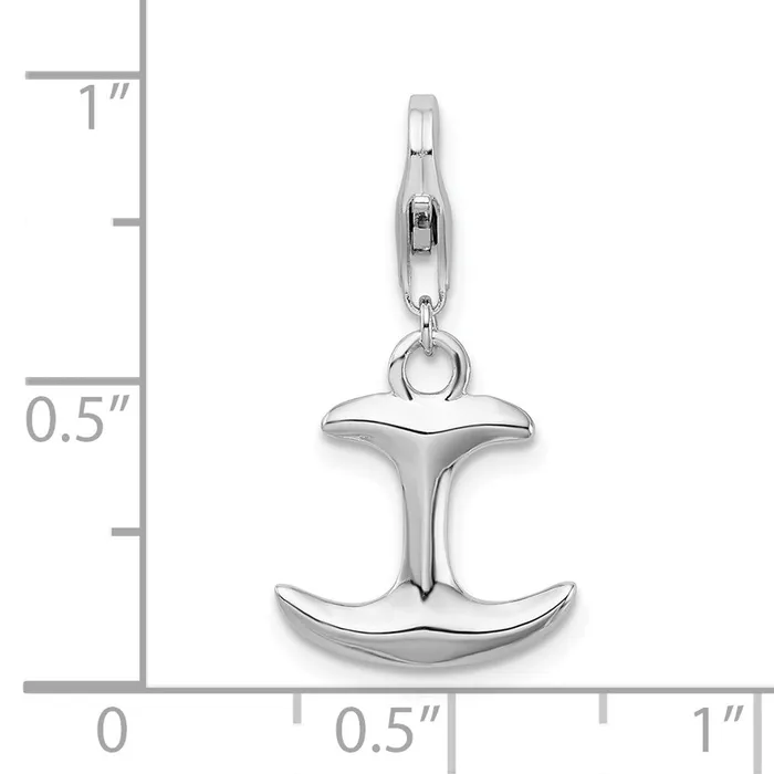 TreasureFineJewelers Rings Sterling Silver Amore La Vita Rhodiumplated 3D Polished Anchor Charm