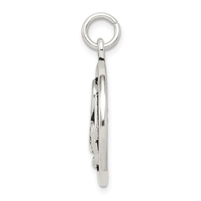 TreasureFineJewelers Rings Sterling Silver Antiqued Music Staff Charm