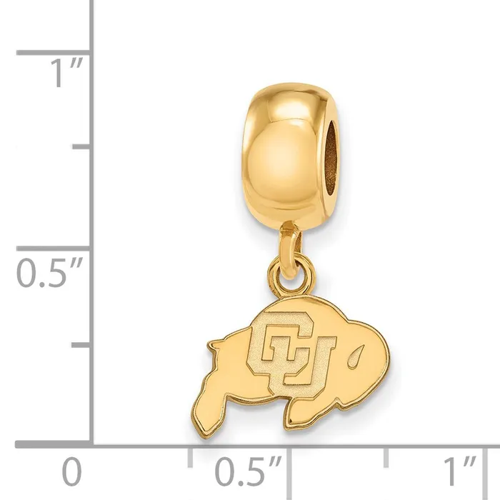 TreasureFineJewelers Rings Sterling Silver Goldplated LogoArt University of Colorado Buffalo Extra Small Dangle Bead Charm