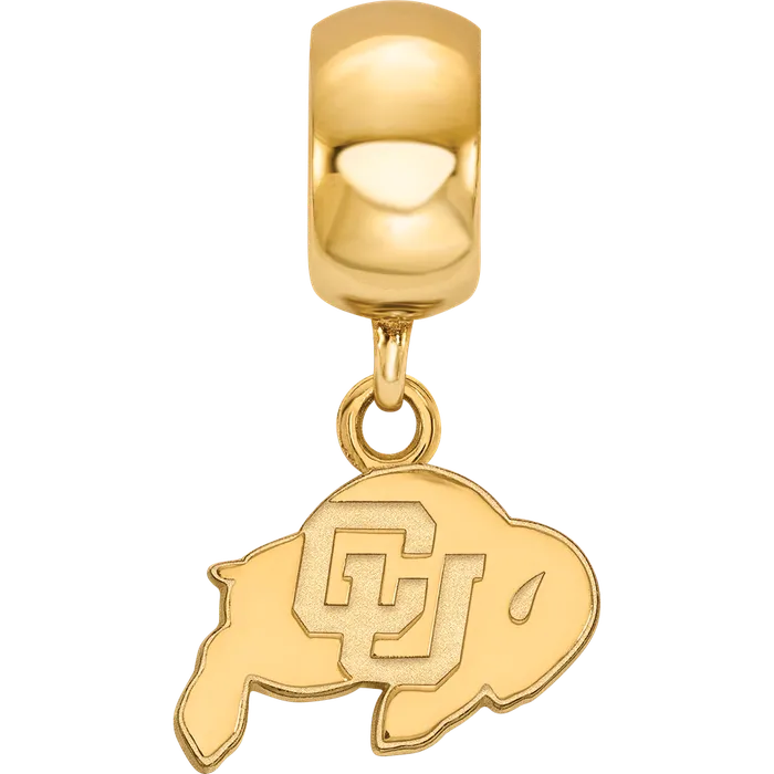 TreasureFineJewelers Rings Sterling Silver Goldplated LogoArt University of Colorado Buffalo Extra Small Dangle Bead Charm