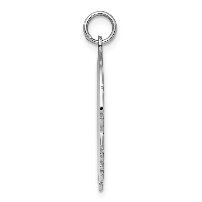 TreasureFineJewelers Rings Sterling Silver Rhodplated ENG Boy Polished FrontSatin Back Disc Charm
