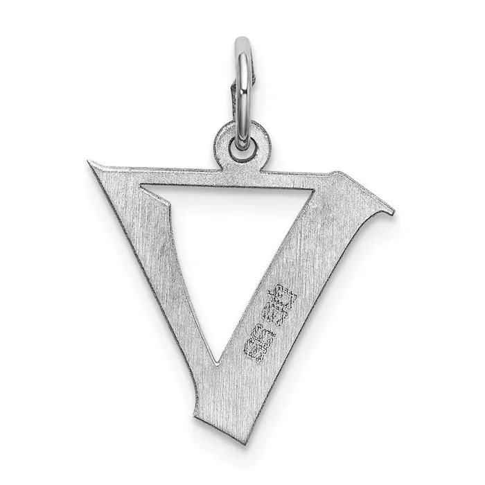 TreasureFineJewelers Rings Sterling Silver Rhodiumplated Artisan Block Letter V Initial Charm