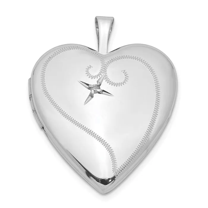 TreasureFineJewelers Rings Sterling Silver Rhodiumplated Diamond 20mm DC Heart Locket TreasureFineJewelers Rings Sterling Silver Rhodiumplated Diamond 20mm DC Heart Locket