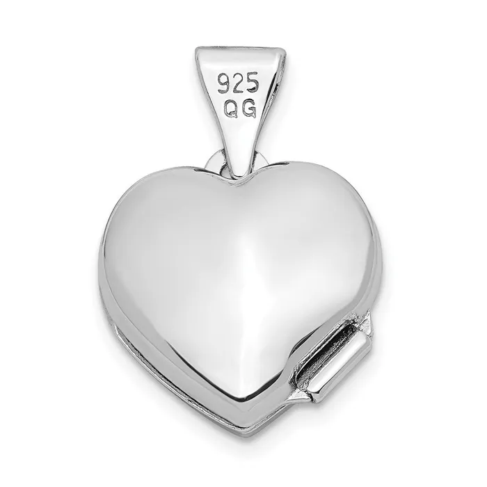 TreasureFineJewelers Rings Sterling Silver Rhodiumplated Diamond 20mm DC Heart Locket