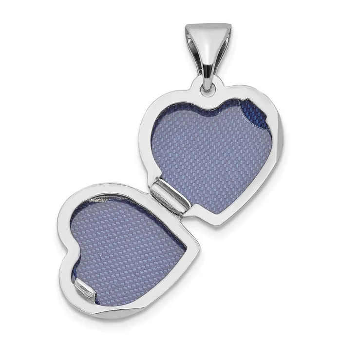 TreasureFineJewelers Rings Sterling Silver Rhodiumplated Diamond 20mm DC Heart Locket