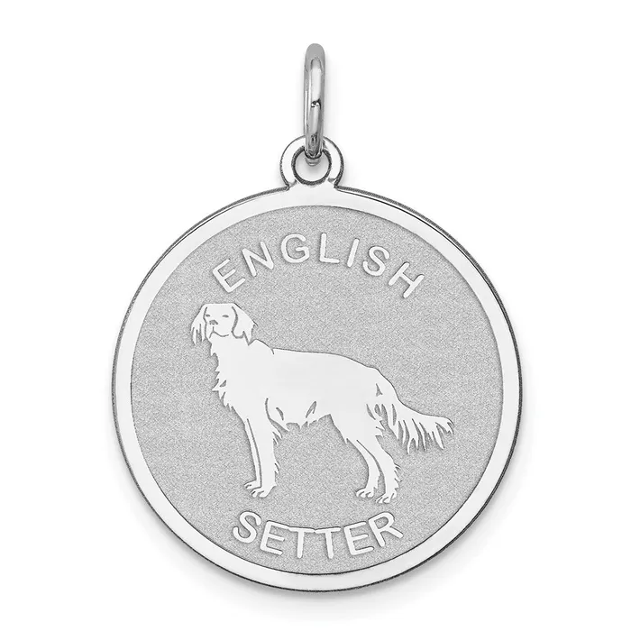 TreasureFineJewelers Rings Sterling Silver Rhodiumplated English Setter Disc Charm TreasureFineJewelers Rings Sterling Silver Rhodiumplated English Setter Disc Charm