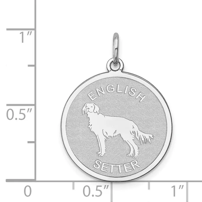 TreasureFineJewelers Rings Sterling Silver Rhodiumplated English Setter Disc Charm