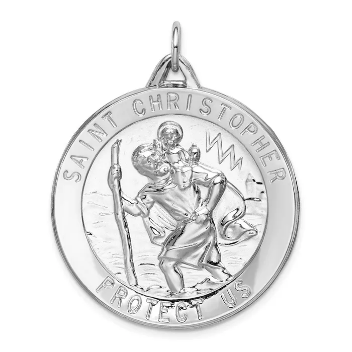 TreasureFineJewelers Rings Sterling Silver Rhodiumplated Saint Christopher Medal TreasureFineJewelers Rings Sterling Silver Rhodiumplated Saint Christopher Medal