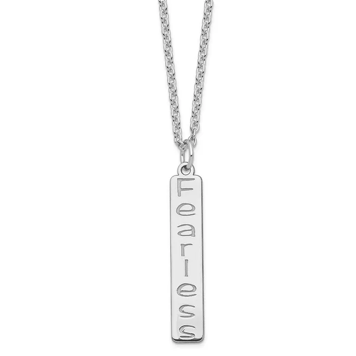 TreasureFineJewelers Rings Sterling Silver RhodiumPlated Vertical Fearless Charm TreasureFineJewelers Rings Sterling Silver RhodiumPlated Vertical Fearless Charm