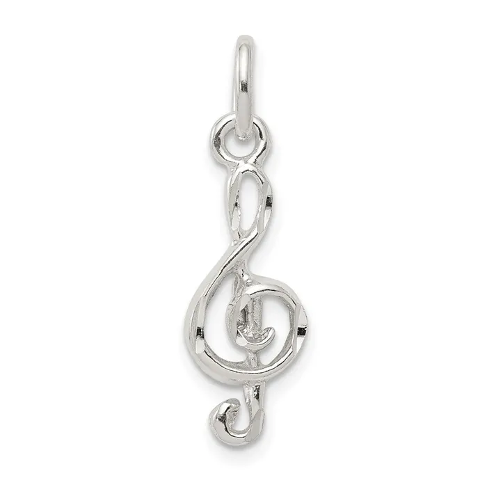 TreasureFineJewelers Rings Sterling Silver Treble Clef Charm