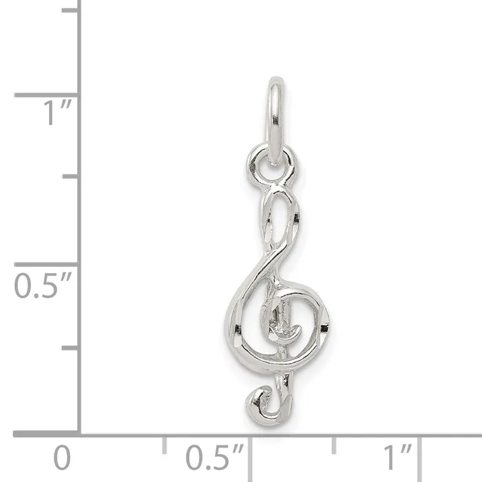 TreasureFineJewelers Rings Sterling Silver Treble Clef Charm