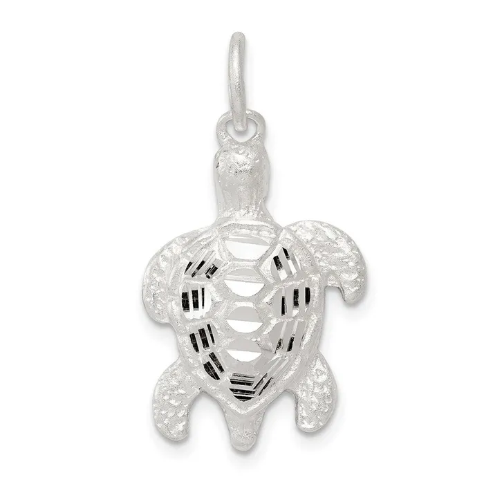 TreasureFineJewelers Rings Sterling Silver Turtle Charm