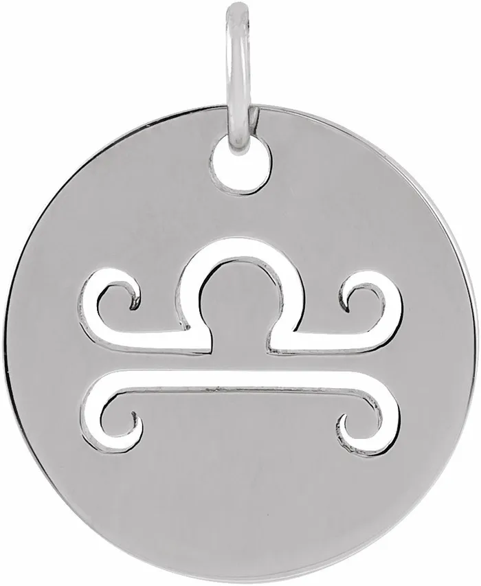 TreasureFineJewelers Sterling Silver 165 mm Libra Zodiac Disc Pendant Necklaces TreasureFineJewelers Sterling Silver 165 mm Libra Zodiac Disc Pendant Necklaces