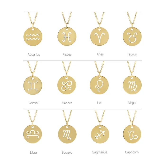 TreasureFineJewelers Sterling Silver 165 mm Libra Zodiac Disc Pendant Necklaces