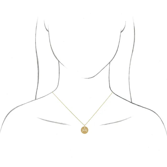TreasureFineJewelers Sterling Silver 165 mm Libra Zodiac Disc Pendant Necklaces