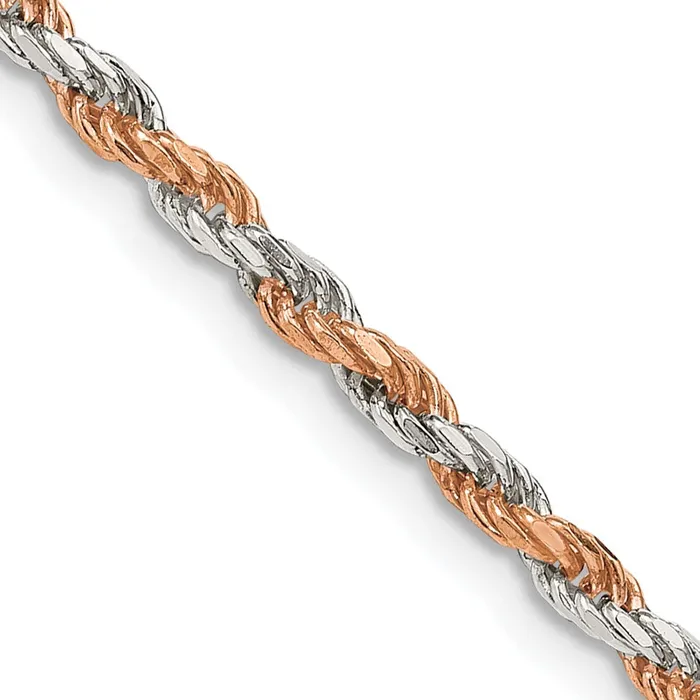 TreasureFineJewelers Sterling Silver And Rose Vermeil 25mm Diamondcut Rope Chain Bracelet Bracelets TreasureFineJewelers Sterling Silver And Rose Vermeil 25mm Diamondcut Rope Chain Bracelet Bracelets