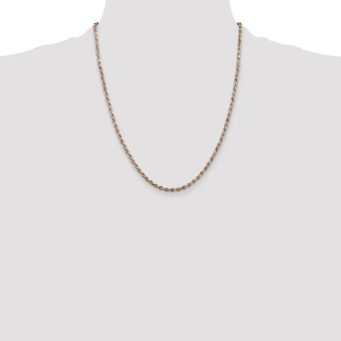 TreasureFineJewelers Sterling Silver And Rose Vermeil 25mm Diamondcut Rope Chain Bracelet Bracelets
