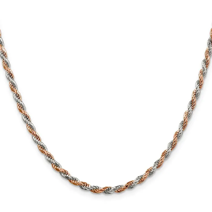 TreasureFineJewelers Sterling Silver And Rose Vermeil 25mm Diamondcut Rope Chain Bracelet Bracelets