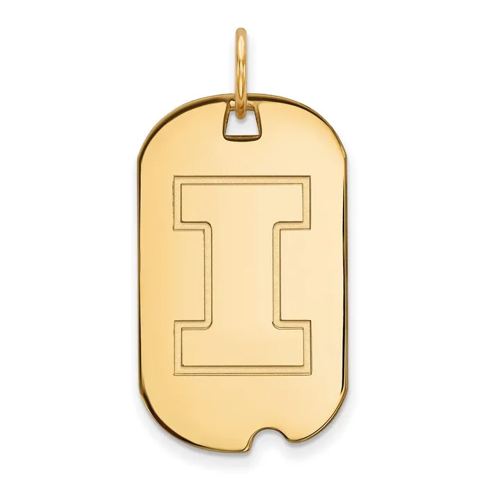 TreasureFineJewelers Sterling Silver Goldplated University of Illinois Letter I Small Dog Tag Pendant Necklaces TreasureFineJewelers Sterling Silver Goldplated University of Illinois Letter I Small Dog Tag Pendant Necklaces