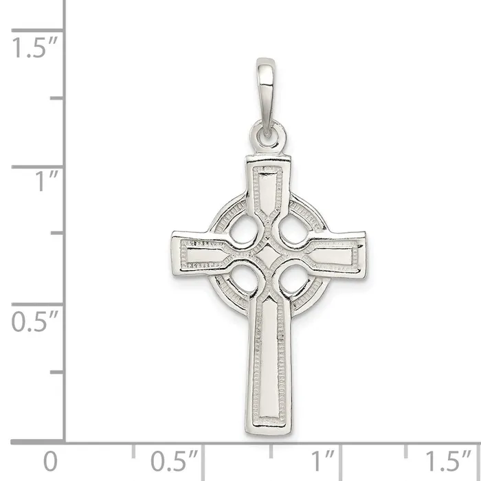 TreasureFineJewelers Sterling Silver Polished Cross Pendant Necklaces