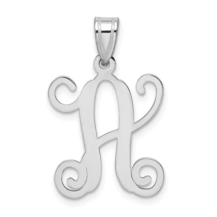 TreasureFineJewelers Sterling Silver Rhodiumplated Casted High Polished Initial Letter A Pendant Necklaces TreasureFineJewelers Sterling Silver Rhodiumplated Casted High Polished Initial Letter A Pendant Necklaces