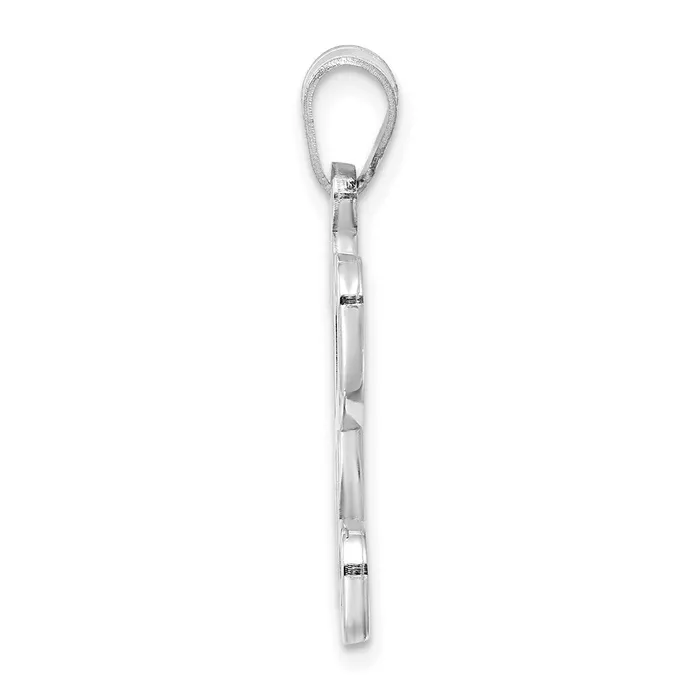 TreasureFineJewelers Sterling Silver Rhodiumplated Casted High Polished Initial Letter A Pendant Necklaces