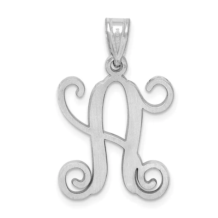 TreasureFineJewelers Sterling Silver Rhodiumplated Casted High Polished Initial Letter A Pendant Necklaces