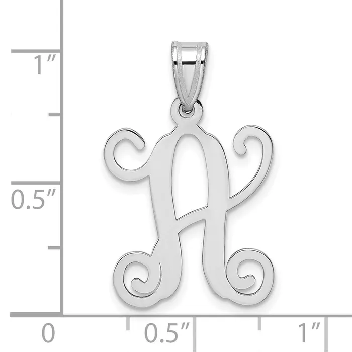 TreasureFineJewelers Sterling Silver Rhodiumplated Casted High Polished Initial Letter A Pendant Necklaces