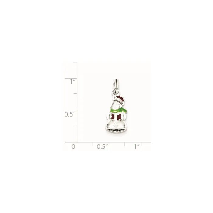 TreasureFineJewelers Sterling Silver RhodiumplatedEnamel Snowman Charm Rings