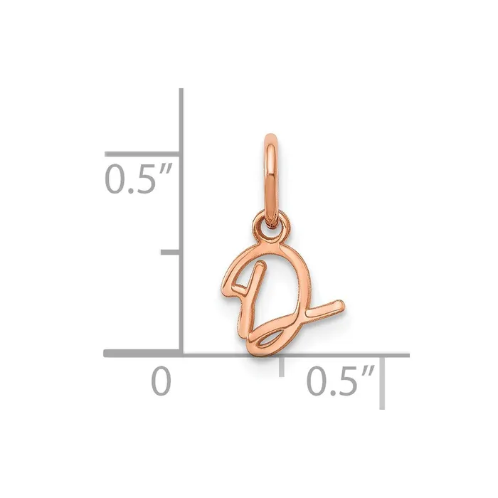 TreasureFineJewelers Sterling Silver Roseplated Upper case Letter D Initial Charm Necklaces