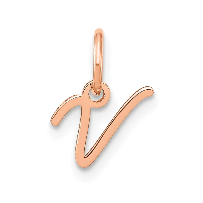 TreasureFineJewelers Sterling Silver Roseplated Upper case Letter V Initial Charm Necklaces TreasureFineJewelers Sterling Silver Roseplated Upper case Letter V Initial Charm Necklaces
