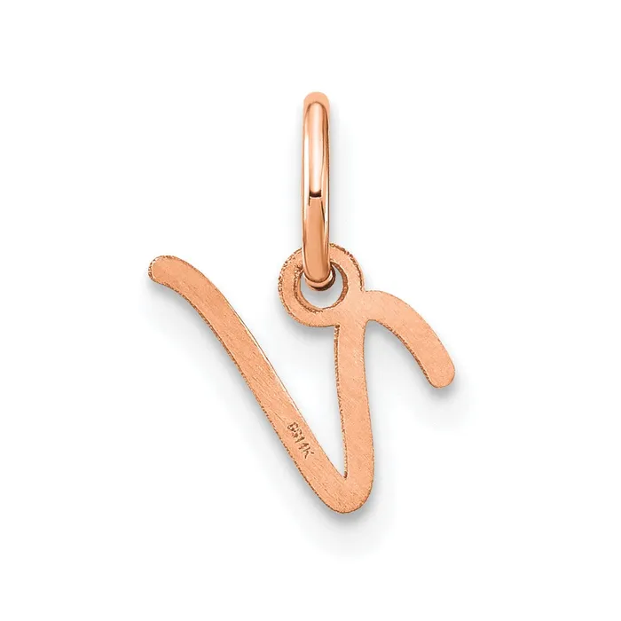 TreasureFineJewelers Sterling Silver Roseplated Upper case Letter V Initial Charm Necklaces