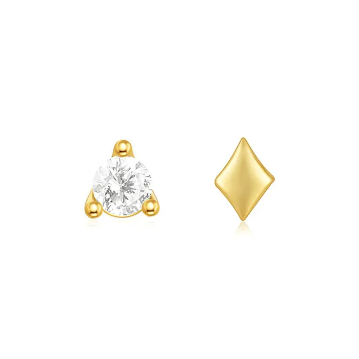 Trendolla Jewelry Earrings 925 Silver Round CZ Diamond Double Sided Earrings
