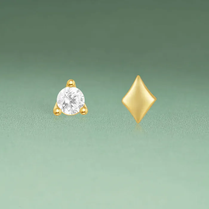 Trendolla Jewelry Earrings 925 Silver Round CZ Diamond Double Sided Earrings