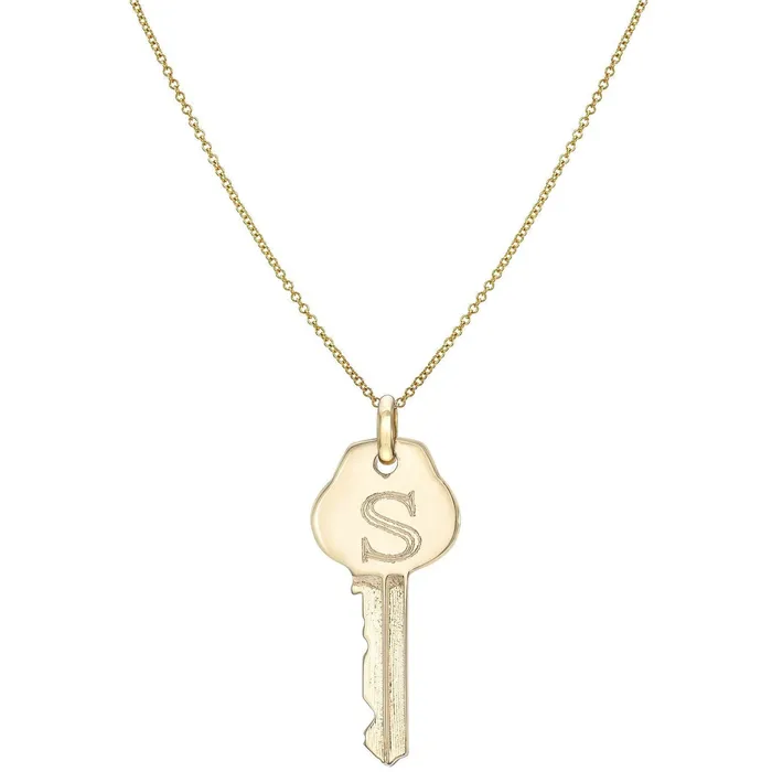 Zoe Lev Necklaces ZOE LEV Diamond Initial 14k Yellow Gold Key Necklace